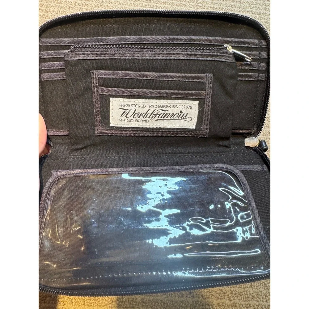 Ecko Unltd Wallet Lot 2pc Black White Perforated Rhino Logo‎ Wristlet Zip Around